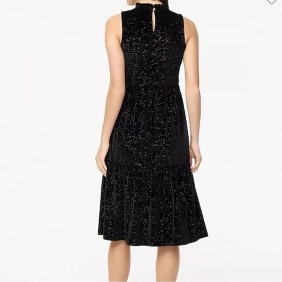 J. Crew Factory Shimmer Velvet Sleeveless Midi Dress Black Gold Size 10 A2 - Picture 3 of 11